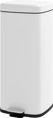 Produktbild von Mülleimer 30L, Soft-Close-Deckel, Fingerabdrucksicher, Fußpedal, Metall/Kunststoff, 28x35x63,5 cm, Weiß