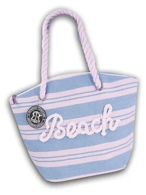 Productafbeelding van Robin Ruth strandtas, gestreept, lichtblauw, beige, katoen, polyester, model D2OTG2200H