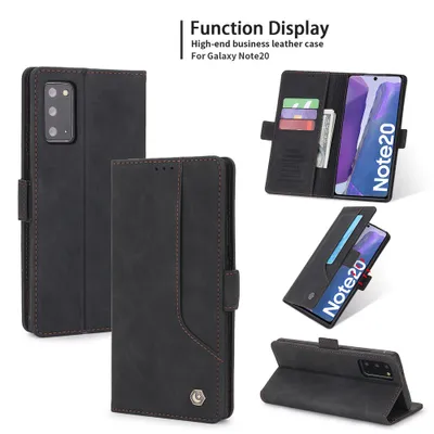 Obrázek produktu pro RetroPolyuretankožené pouzdro pro Samsung Galaxy Note 20 / Note 20 5G peněženkový design pouzdro s držákem na karty a stojánkem černé