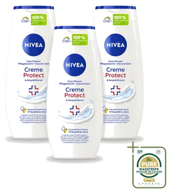 Image de 3 x Gel douche crème NIVEA Protect & Dexpanthenol - 250 ml - Pack économique - 3 pièces