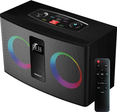Produktbild von Ferguson Regent Power Audio 300BT RGB Bluetooth-Lautsprecher mit 60W, FM-Radio, USB, AUX, DSP-Effekten, RGB-LED, Ultra Bass – Tragbares Stereo-System