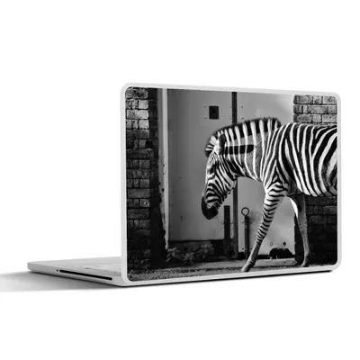 Produktbild von MuchoWow® Laptop Aufkleber Sticker Cover Zebra - Wand - Tür - Tiere - Schwarz und weiß 31x22.5 cm - Laptop-Deko