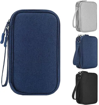 Productafbeelding van PolkaHome® Kabeltas Organizer – Universele Reis Kabelorganizer voor Oplaadkabels, Powerbank, Accessoires, Donkerblauw, 21 x 12,5 x 6 cm