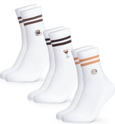 Produktbild von Occulto Damen & Herren Motiv Tennissocken mit Streifen 3er Pack (Modell: Summer) Coffee 35-38