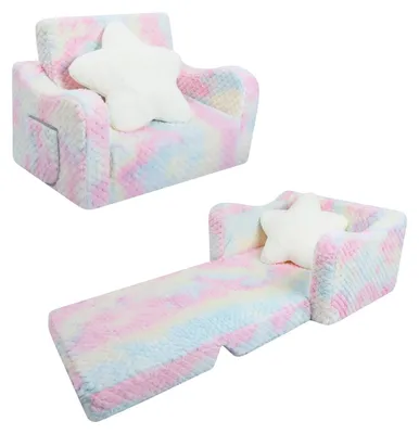 Image de Canapé pour enfants pliable avec coussin et fonction 2-en-1