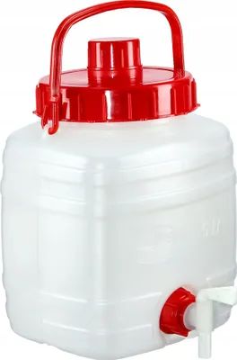 Obrázok produktu pre Kanister na vodu KADAX "Asele", kanister na pitnú vodu, nádrž na vodu s kohútikom a gumovým tesnením, biely, 5 litrov