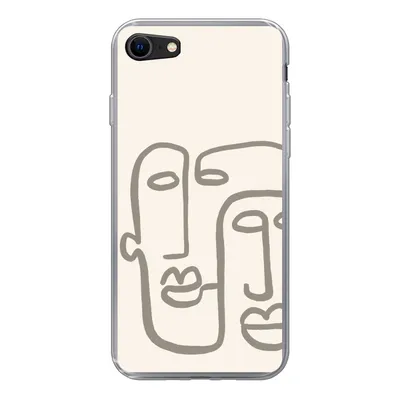 Produktbild von MuchoWow® Handyhülle Schutzhülle Hülle für iPhone SE 2022 Gesicht - Abstrakt - Strichzeichnung Silikon Softcase Handy Hülle - Schutzhülle
