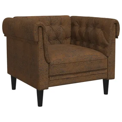 Zdjęcie produktu dla Fotel Chesterfield, brązowy, obity tkaniną