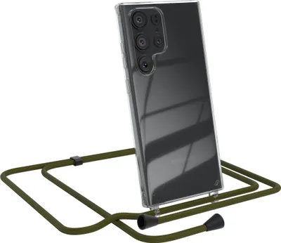 Produktbild von EAZY CASE Handykette kompatibel mit Samsung Galaxy S23 Ultra, Handyhülle mit Umhängeband, Handykordel, Schutzhülle Clear, Band in Grün