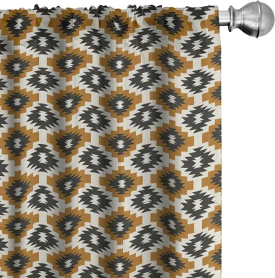 Immagine prodotto di ABAKUHAUS Tende etniche, tende, motivi orientali aztechi decorativi e illustrazioni tradizionali, 2 pezzi 75 x 225 cm, grigio scuro Ginger