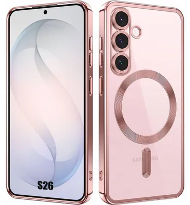 Image de Coque pour Samsung Galaxy S26, Protection Transparente avec Cercle Magnétique Contour Brillant Rose