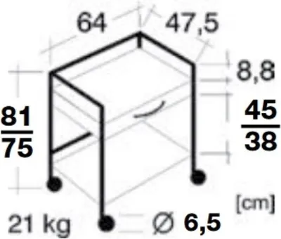 Produktbild von Quickstar Beistellwagen, Gerätetisch, 64 cm breit, 81 cm hoch, 1 Stahl Schublade