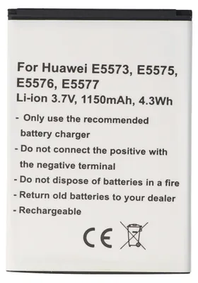 Produktbild von Akku passend für Huawei E5573, E5575, E5576, E5577, Li-Ion, 3,7V, 1150mAh, 4,3Wh - 1ICP4/45/62