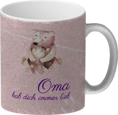 Produktbild von Oma hab dich immer lieb Glitzer-Kaffeebecher Besonders geeignet als Geschenk