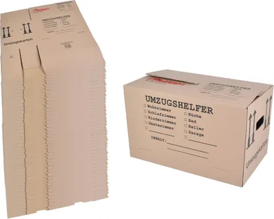 Produktbild von BURI Umzugskarton 50 Stück bedruckt 59x34x35cm Traglast bis 30kg Aufbewahrung Kiste
