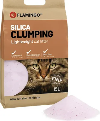 Produktbild von Flamingo Katzenstreu – neutraler Duft – Kohlegranulat – 15l für 18 Wochen – Herk