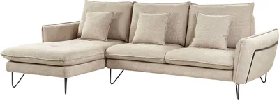 Zdjęcie produktu dla BELIANI Regulowana sofa narożna beżowa tapicerowana szenilem metalowe nóżki regulowane oparcie prawostronna z poduchami