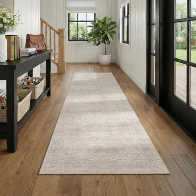 Produktbild von Teppichläufer – Waschbar – Für den Flur – 60 x 240 cm – Beige – Vintage-Stil – Küchenteppich