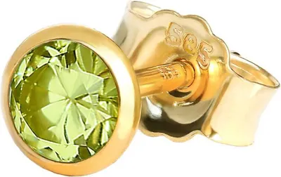 Produktbild von Einzel Ohrstecker Echt Peridot Gelbgold 585 14 Karat Gold 4,0mm Kleine Ohrring