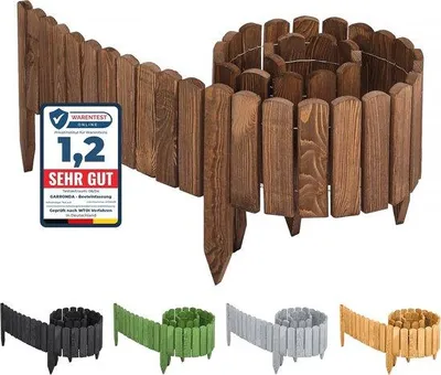 Productafbeelding van Bloembedrand Hout Afrastering Tuinhek Geïmpregneerd Flexibele Rolboord Gazonrand palissade Omheining 200 cm Donkerbruin Hoogte 8 cm