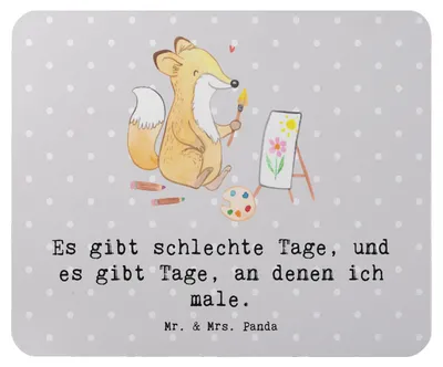 Produktbild von Mr. & Mrs. Panda Mauspad Fuchs  Malen - Grau Pastell - Geschenk, computermatte, Künstler, Mouse Pad, pc mausunterlage, Mousepad, laptop, Zeichnen, Künstlerin
