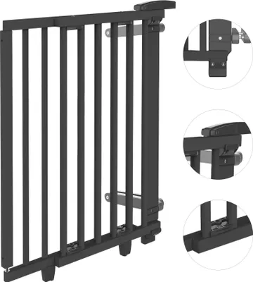 Produktbild von GEUTHER® Gitter für Kinder zum Bohren Oris in Schwarz | Kindergitter mit sicherem Verschluss | Kinderschutzgitter für Tür | Kinderschutzgitter für Treppe | Breite: 67-95 cm