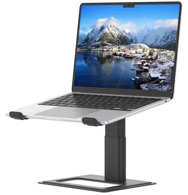 Produktbild von Laptopständer Notebookständer Laptophalter - Höhenverstellbar - Aluminium - Schwarz - 10 bis 17,3 Zoll