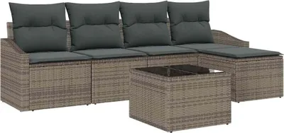 Produktbild von vidaXL Sofa Set 6 Stk. Hellgrau Poly-Rattan