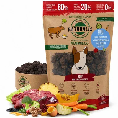 Produktbild von Naturalis Smart 80 BARF Complete Trockenbarf Hundefutter 1 kg Rind getreidefrei ohne Zusätze sehr ergiebig