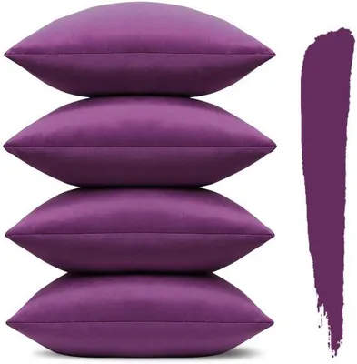Produktbild von Ibenzoa® 4er-Set Luxus-Kissenhüllen 45 x 45 cm – weiche, hautfreundliche Bezüge in Aubergine mit verdecktem Reißverschluss für Wohn- & Schlafzimmer