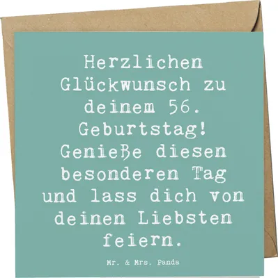Produktbild von Mr. & Mrs. Panda Glückwunschkarte Spruch 56. Geburtstag - Meeresbrise - Geschenk, Feier, doppelkarte, besonderen Tag, Grußkarte, Herzlichen Glückwunsch, faltkarte, Liebe