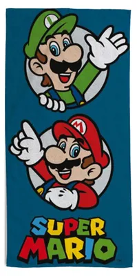 Immagine prodotto di Asciugamano da spiaggia ermetico in spugna Super Mario, 100% cotone, 70 x 140 cm, leggero