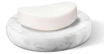 Immagine prodotto di Portasapone in marmo di Carrara bianco, pietra naturale, ciotola per gioielli, diametro 11,5 cm x altezza 2 cm