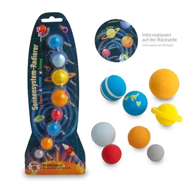 Zestaw 8 gumek do wymazywania układu słonecznego SPACE ADVENTURE