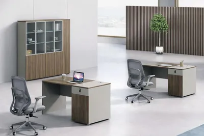 Produktbild von Modernes Büro Set Schreibtisch und Bücherregal mit Holzoptik hochwertige Möbel
