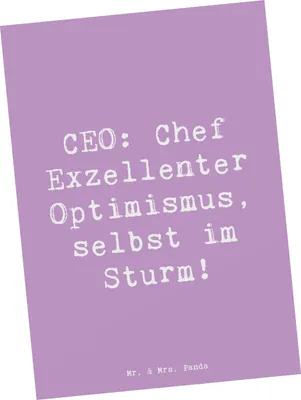 Produktbild von Mr. & Mrs. Panda Postkarte Spruch CEO Optimismus - Lavendeltraum - Geschenk, Berufsleben, Beruf, Motivation, Grußkarte, Postkarten, Unternehmensführung, Herausforderungen