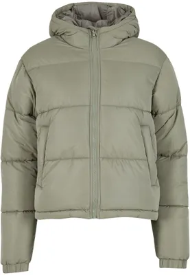 Productafbeelding van Dameswinterjas Urban Classics Peached Puffer Jacket met capuchon, kleur: paleolive - maat: 3XL