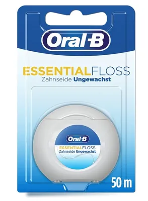 Produktbild von Oral-B Essential 8006540491782, Ungewachste Zahnseide, Flach, Weiß, Weiß, 50 m, 1 Stück(e)