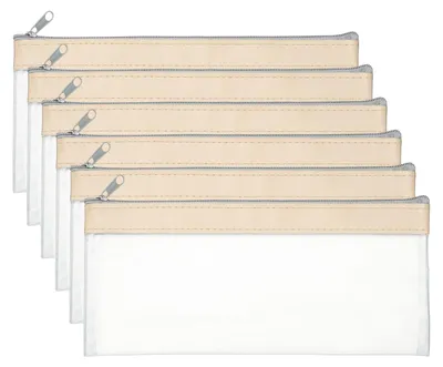 Imagen del producto de Omgoods - Juego de 6 fundas transparentes de PVC con cremallera, de 20 x 10 cm