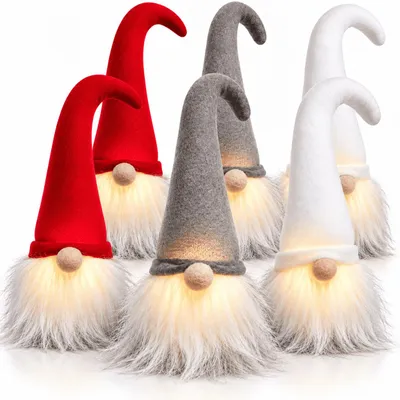 Produktbild von 6 Weihnachtswichtel Figur Zwerg Wichtel Geschenk Set Deko LED Wichteln