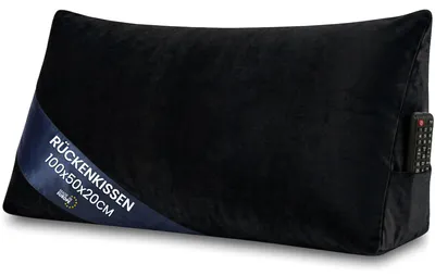 Produktbild von Keilkissen Rückenkissen Lesekissen für Bett Sofa & Couch Schwarz Velvet 100 cm