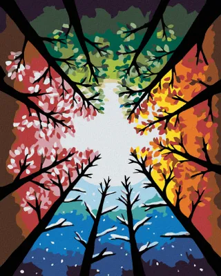 Image de Zuty - Peinture par numéros - LES QUATRE SAISONS, 40 x 50 cm, sans cadre et sans toile tendue