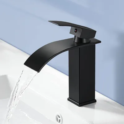 Obrázok produktu pre Kisimixer čierna vaňová batéria s vodopádom Jednopáková batéria 232 mm