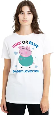 Obrázek produktu pro Prasátko Peppa - Dámské tričko "Růžové nebo modré prasátko tě miluje" TV21683 (XL) (Bílá)