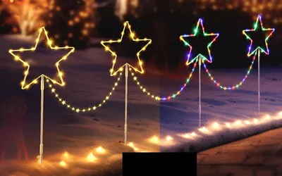 Obrázok produktu pre LED záhradné lampy vianočné hviezdy Quntis 4 ks.