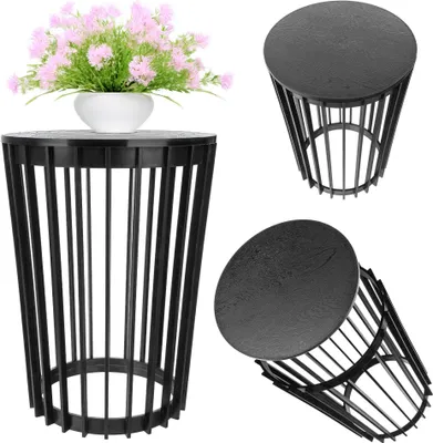 Produktbild von KADAX Doppelseitiger Blumenständer 54 cm Schwarz + Schwarze Tischplatte