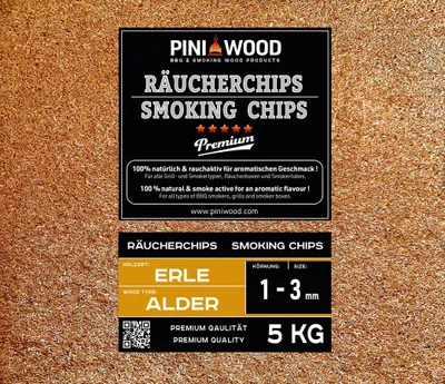 Immagine prodotto di 5 kg di trucioli di legno di ontano per affumicatura, granulometria 1-3 mm