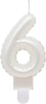 Obrázek produktu pro Svíčka číslo 6 SIX Pearl WHITE 7cm