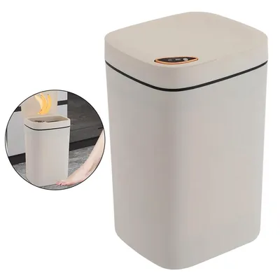 Produktbild von Sensor Mülleimer 16L Automatisch mit Deckel Berührungsloser Abfalleimer 3 Öffnungsmodi Geruchsdicht Rechteckig Milchig Weiß