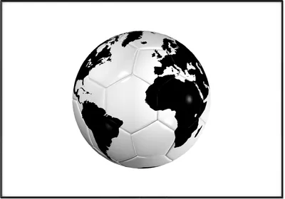 Produktbild von Wallario Wandbild Planet Fußball, Größe: 70,30 x 100,30 cm, Poster mit schwarzem Aluminiumrahmen